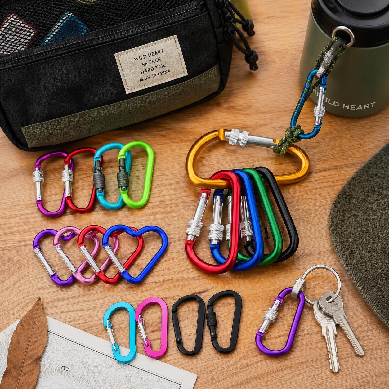 Carabiner Locking D - Набор из 6 карабинов – D-образные,
