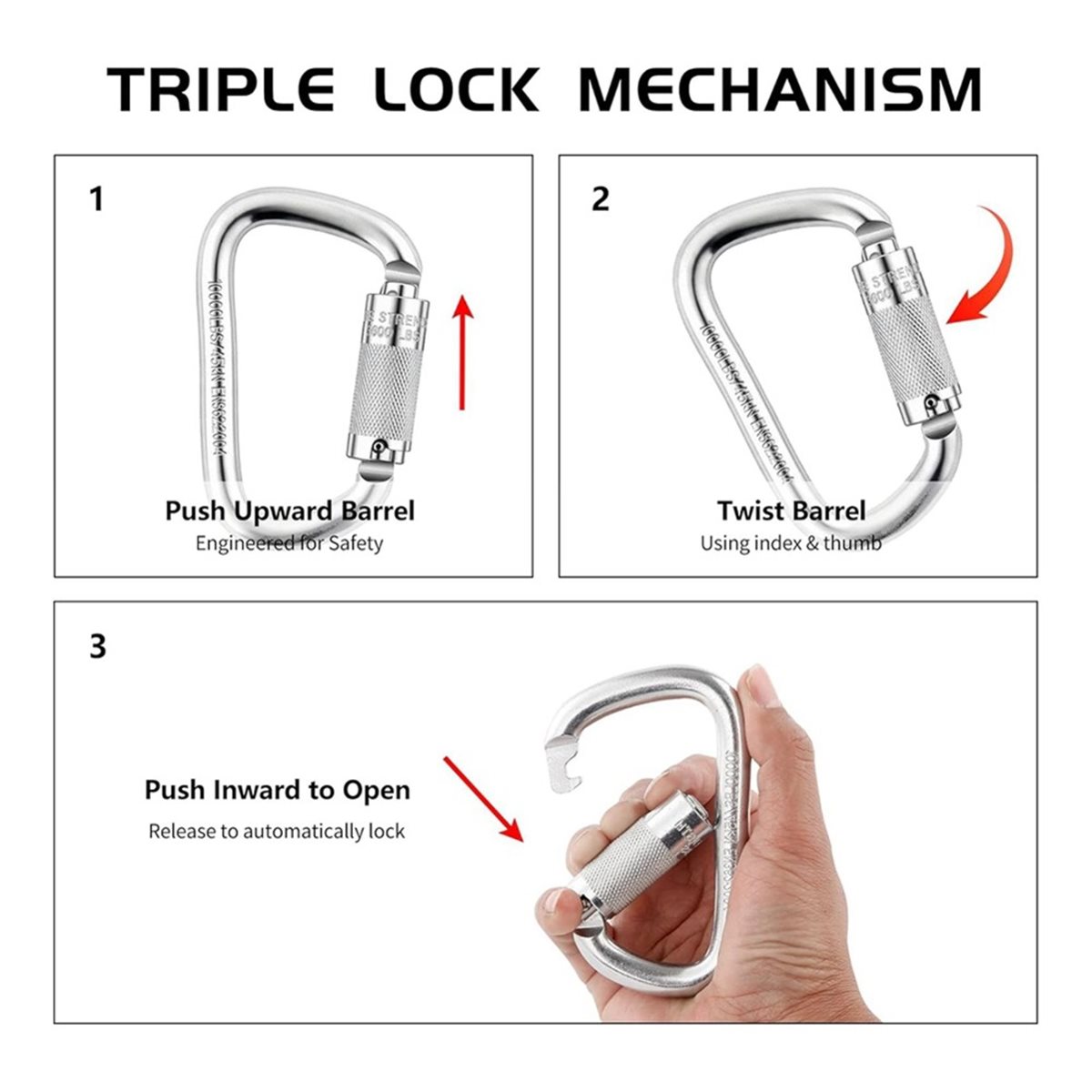 (A99Z) 45 кН D-образный караби – обзор и цена Carabiner Locking D