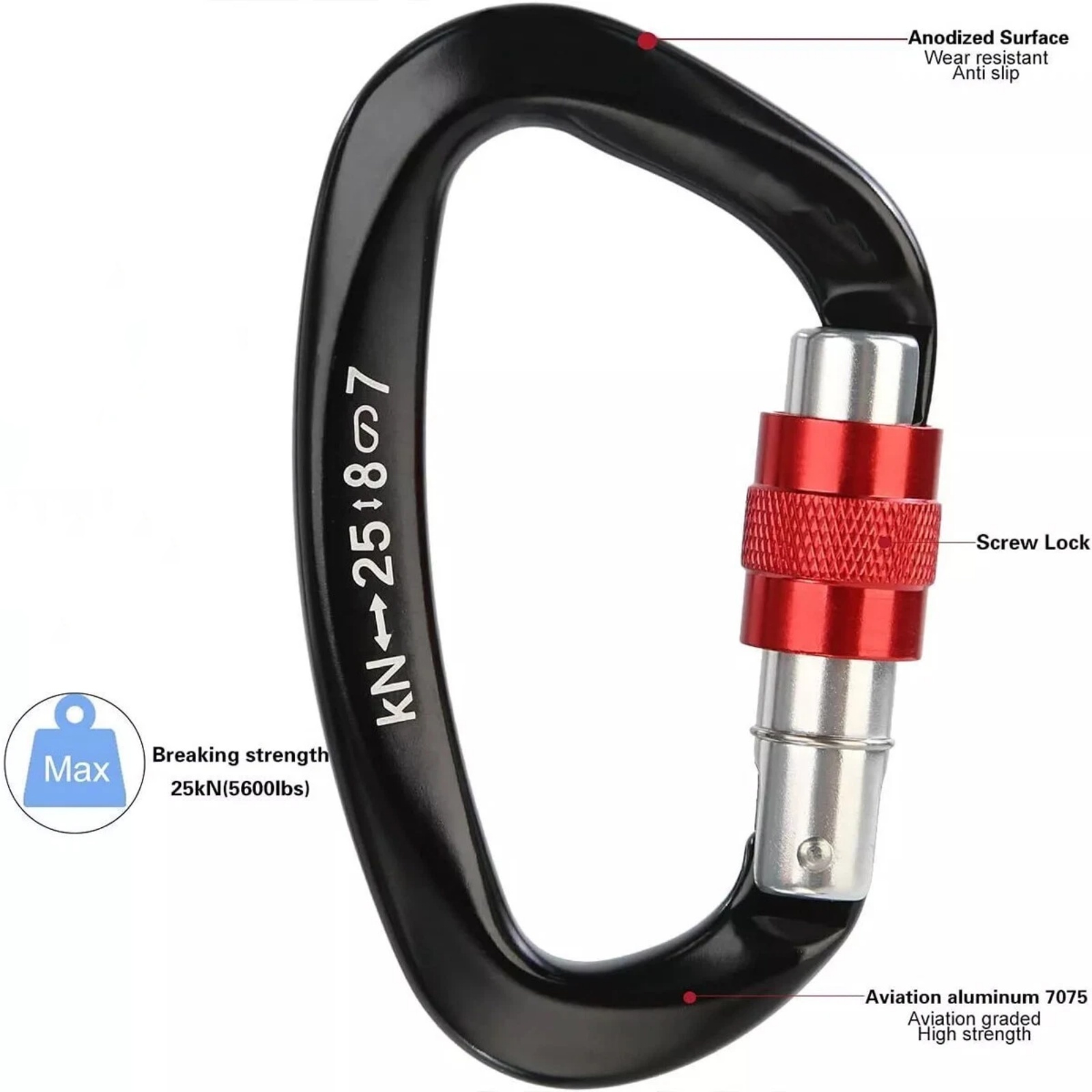 5 шт./компл. 25KN D-образный а – обзор и цена Carabiner Locking D